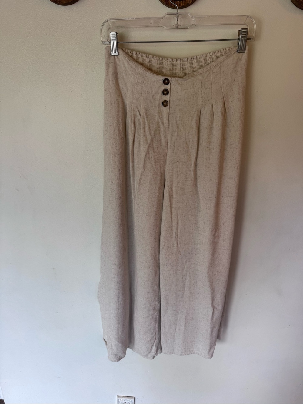 Sienna sky high rise Wide Leg Linen-Blend Pants in Light Beige large